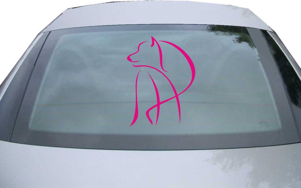 Indigos UG - Aufkleber Heckscheibe & Motorklappe DE2887 - pink - 600x450 mm - Hund - Fisch - Auto Scheiben Fenster Heckklappe Tuning Racing JDM - D...