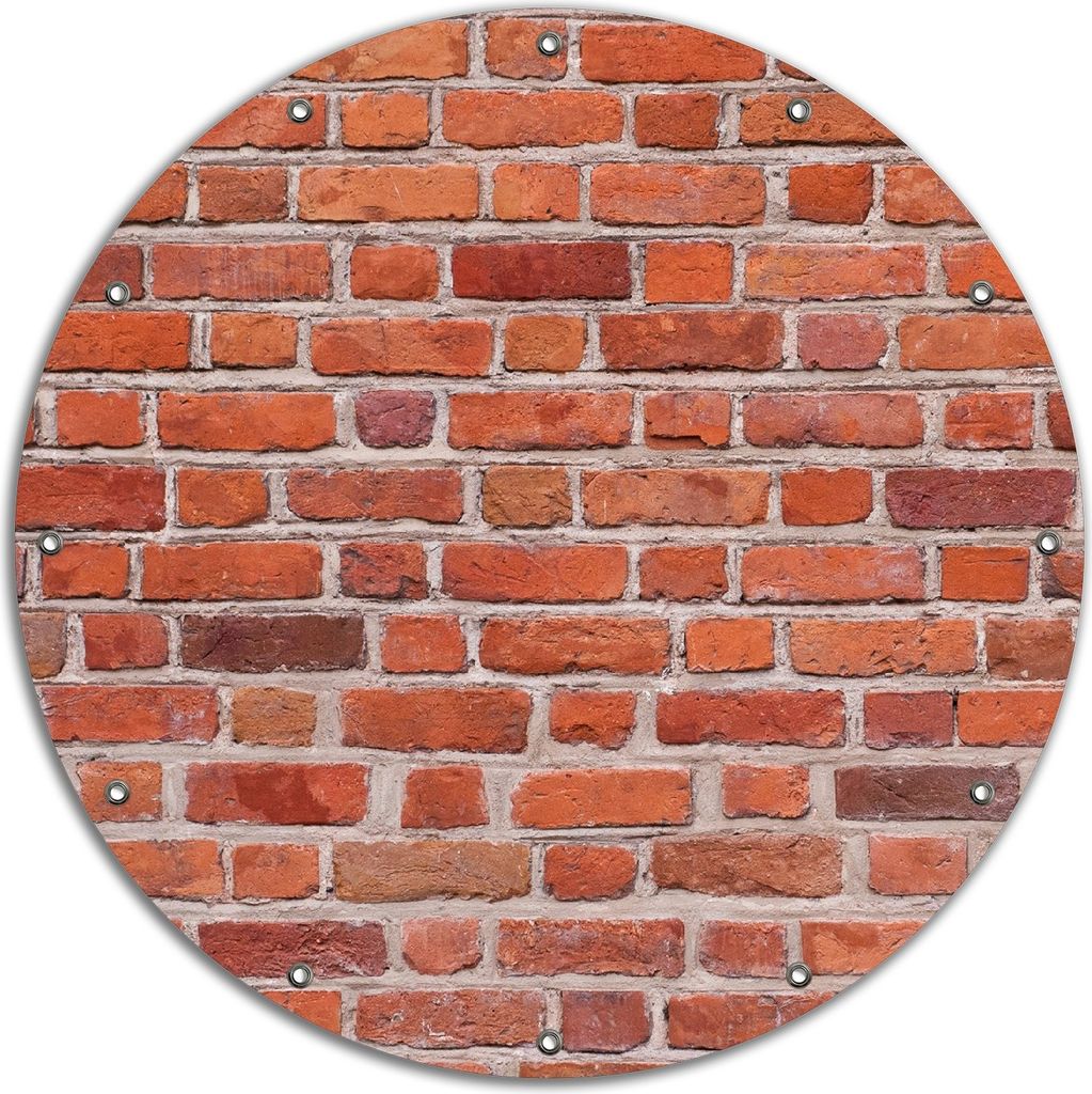 Wallario rundes Outdoor-Poster für Garten oder Balkon, Motiv Rote Ziegelsteinwand - Backsteine, 90 cm Durchmesser