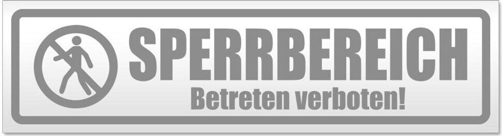 Kiwistar - Autoaufkleber - Grau - 60 x 16 cm - Sperrbereich betreten verboten - Hinweis Aufkleber Sticker für Auto, Kfz, Fahrrad, PKW, LKW