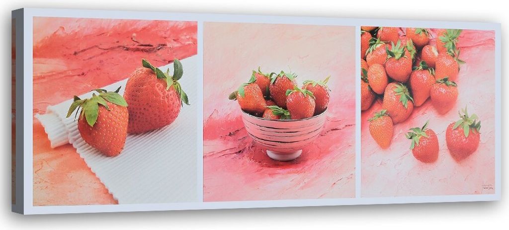 Leinwandbild rote erdbeeren 150x50 cm Feeby rot wandbild bereit zum aufhängen