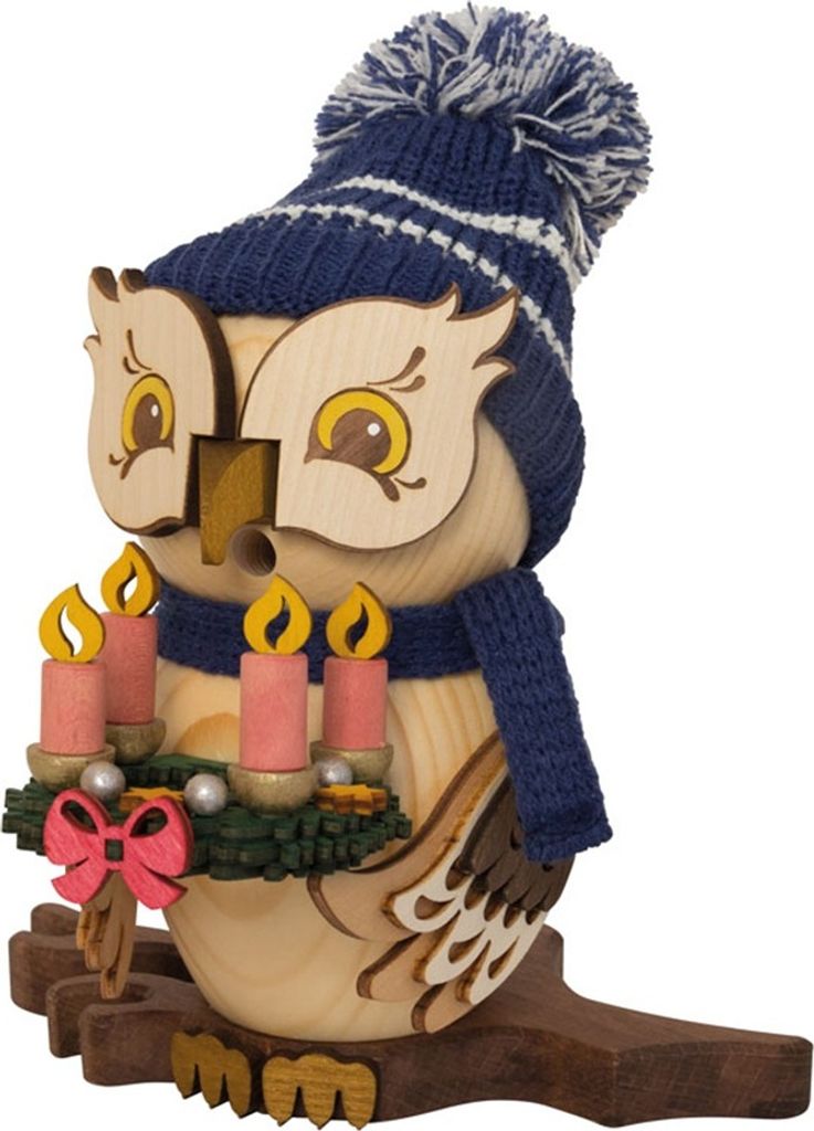 Drechslerei Kuhnert Räucherfiguren - Eule mit Lichterkranz Produktbild 