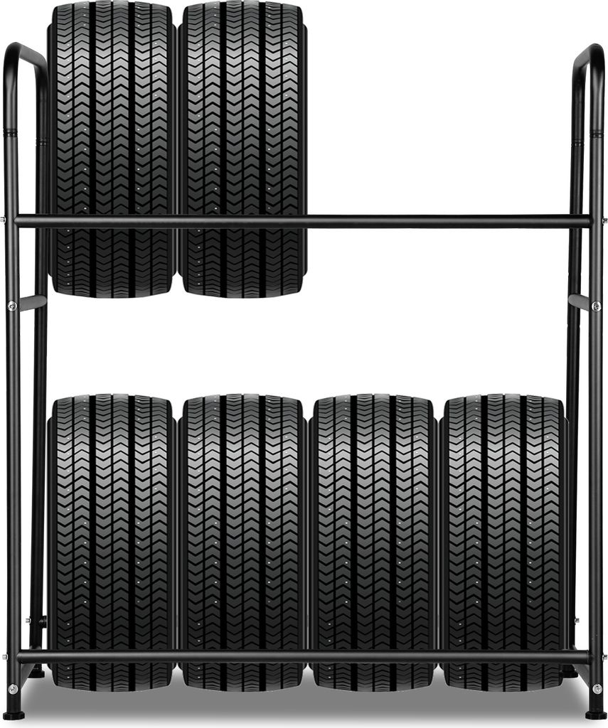 Hengda Reifenregal ,bis zu 8 Reifen,107x46x117cm ,180kg Fachlast, ,Schwarz,mit Reifenschutzhuelle