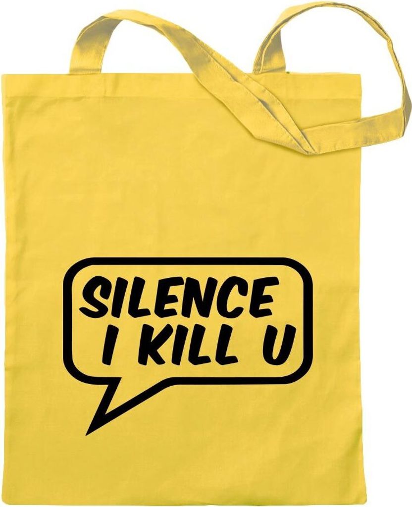 Kiwistar - Baumwolltasche - gelb - Silence I Kill you - Tragetasche Stoffbeutel Umhängetasche langer Henkel