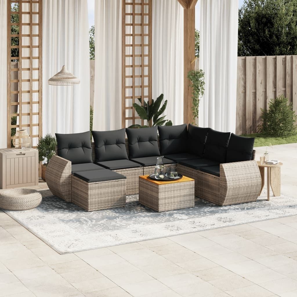 Maison Exclusive - 8-tlg. Garten-Sofagarnitur mit Kissen Grau Poly Rattan