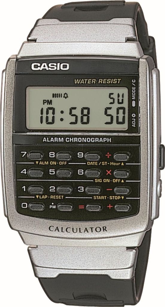 Casio Armbanduhr CA-56-1ER Rechnerfunktion schwarz silber
