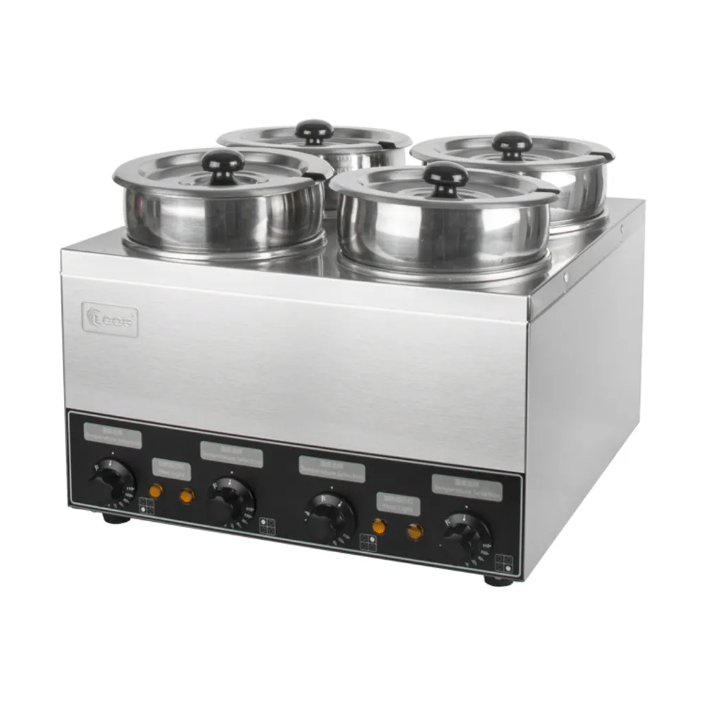Chauffe-soupe électrique 4 cuves bain-marie pour buffet et restaurant