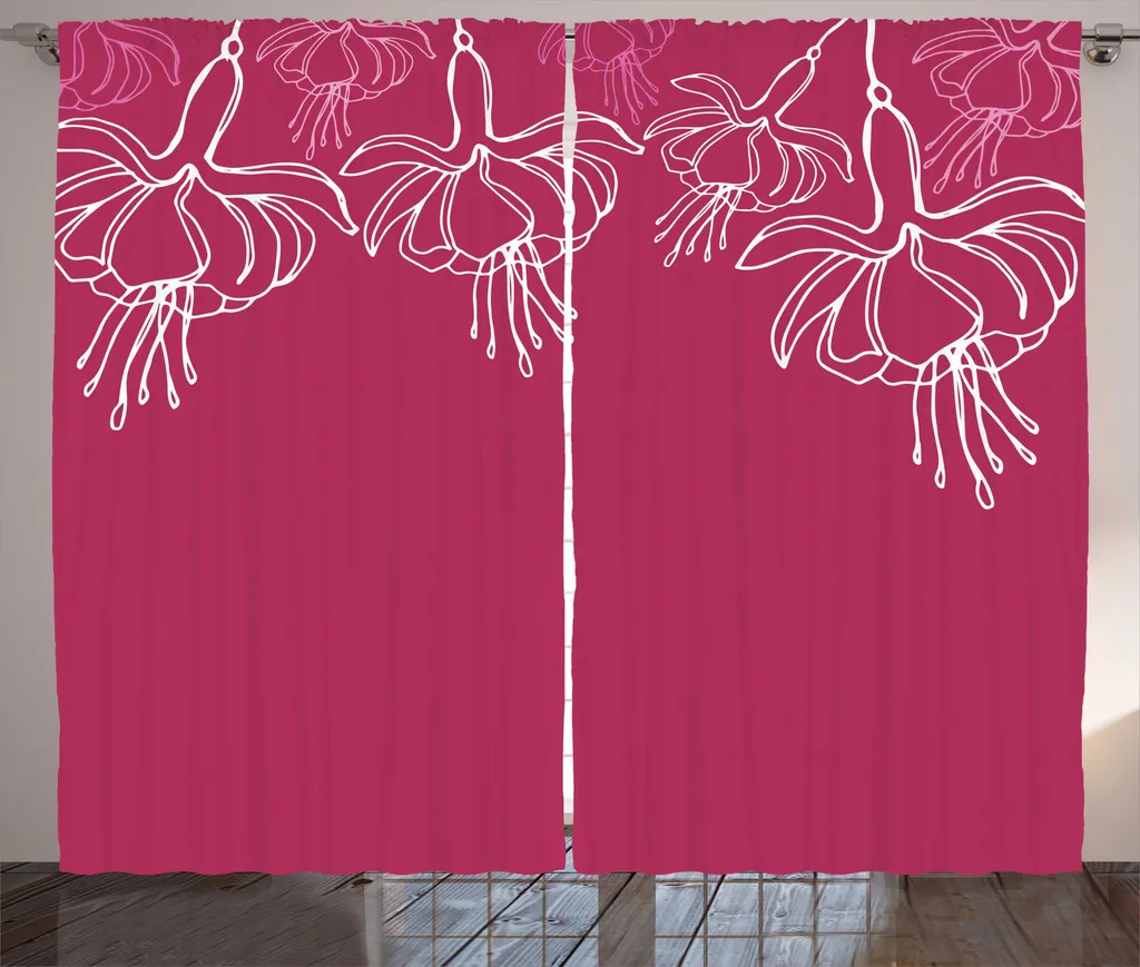 Paire de Rideaux de Salon à Fleurs Magenta Universels 280x225 cm