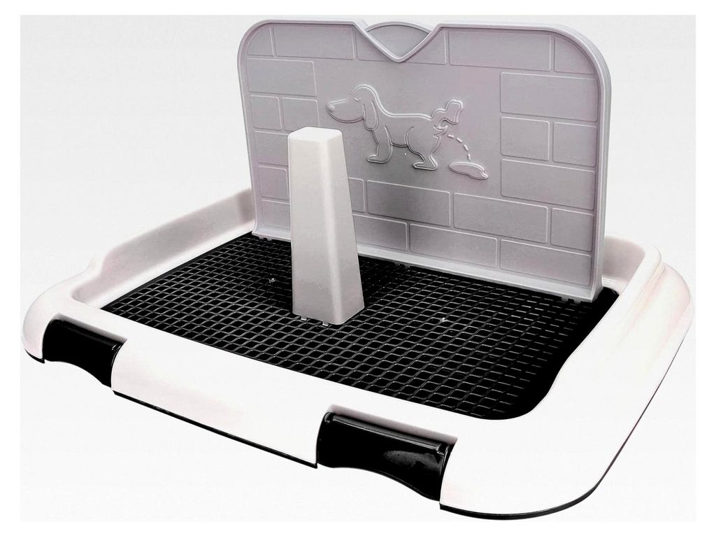 Hundetoilette für drinnen mit simulierter Wand, Urinieren Mesh Potty Tray für Hundetraining (Schwarz)