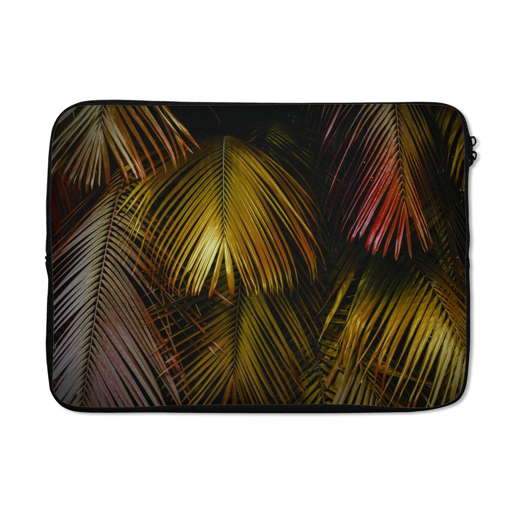 MuchoWow Laptop Hülle 14 ZollDschungel - Blätter - Gold Laptoptasche - Laptoptasche - Stoßsicher - Schutzhaube