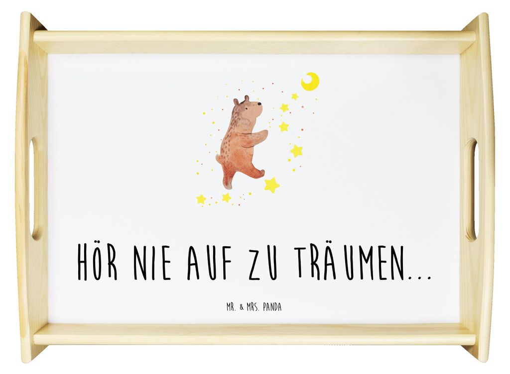 Mr. & Mrs. Panda Holztablett Bär Träume - Weiß - Geschenk, Tablett, Tee, Servierplatte Holz, Traumdeutung, Servier, Teddy, Serviertablett, Träu...