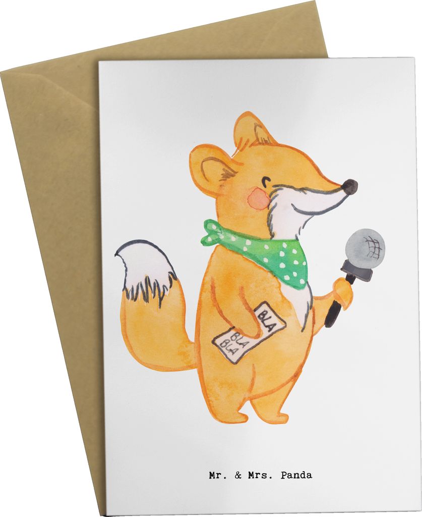Mr. & Mrs. Panda Grußkarte Sportjournalist Herz - Weiß - Geschenk, osterkarten, Klappkarte, glückwunschkarten, Ausbildung, einladungskarten, Int...
