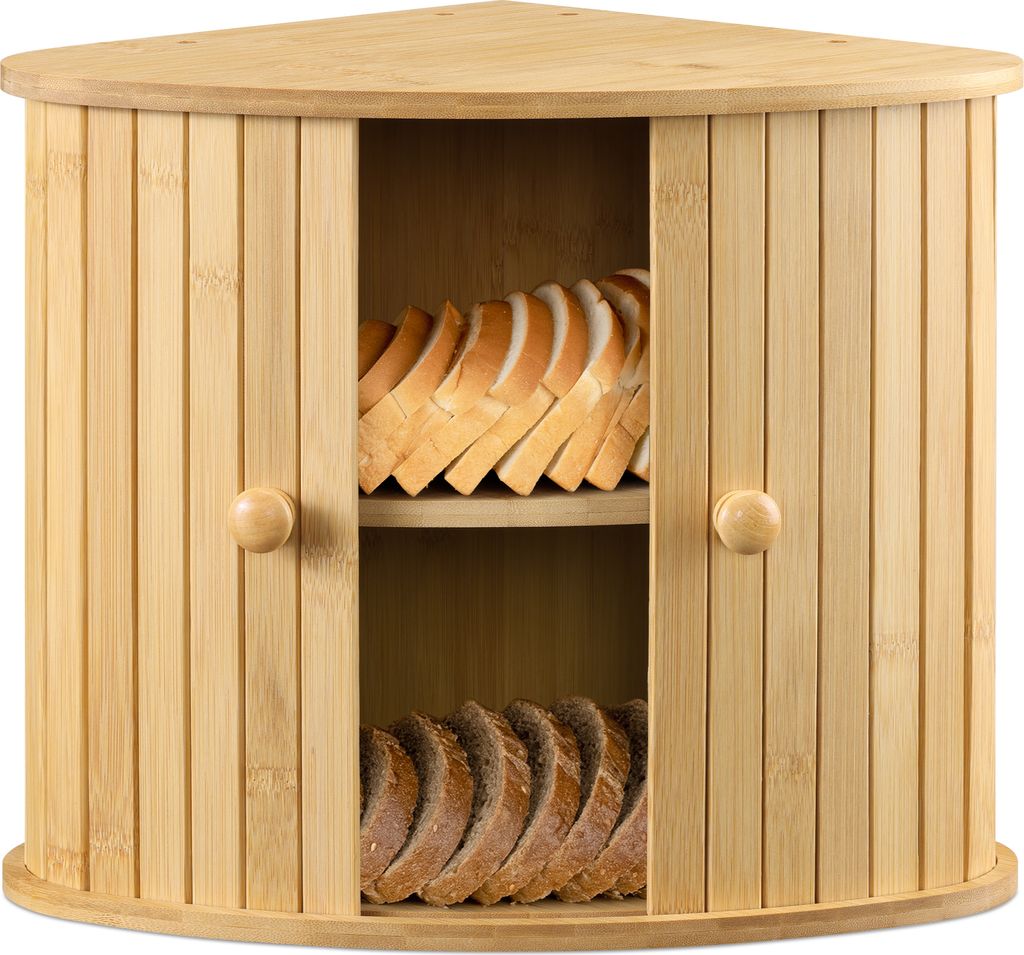 Navaris Brotkasten Ecke aus Bambus - Eckbrotkasten zwei Produktbild 