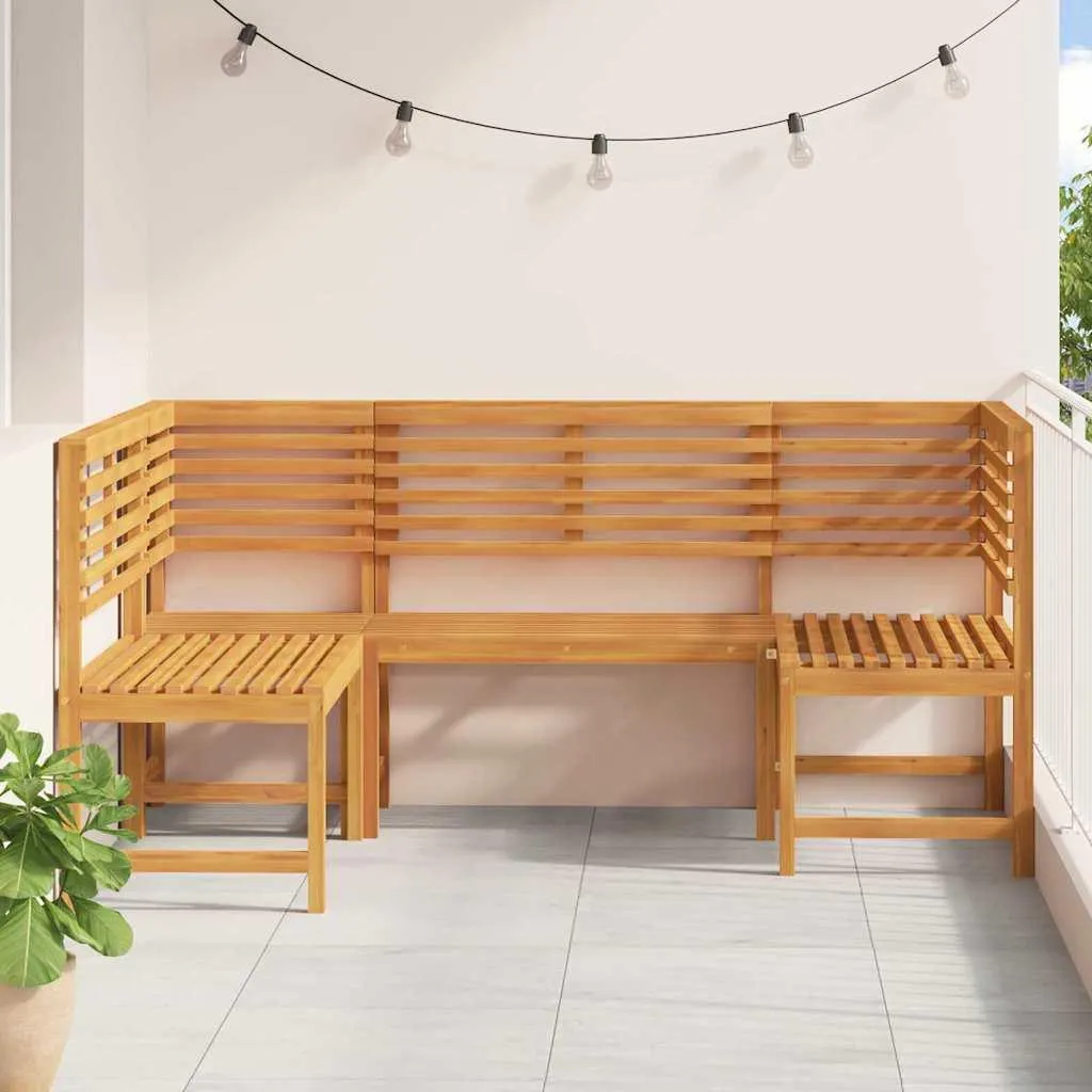 Aménagement jardin : Ensemble de 3 bancs en bois massif d'acacia brun - 3