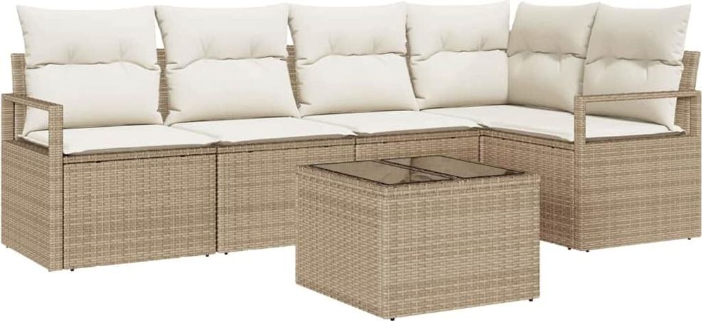 "WINTER SALE" Garten-Sofa-Set - Balkonmöbel/Loungeset - elegantes Design - mit Kissen mit Speicher 6 pcs Beige und Creme - - Gartensofas NeuMöbel...