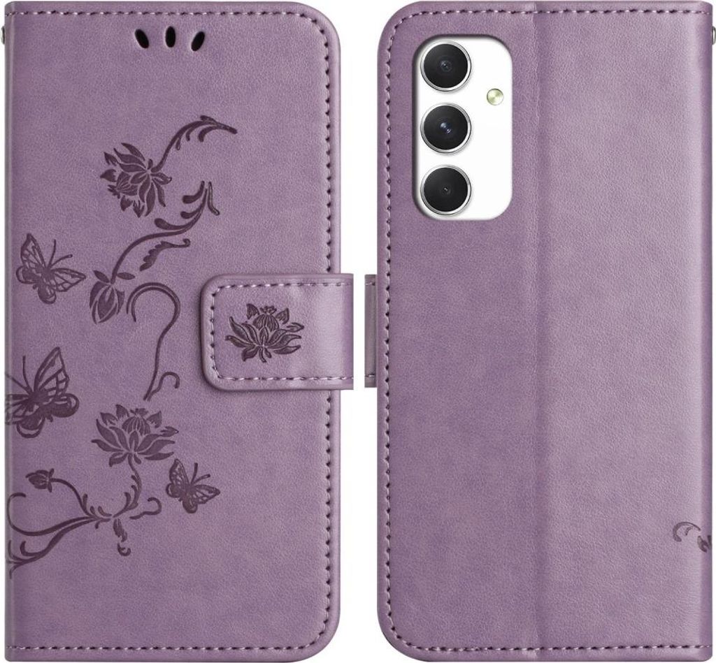 Samsung Galaxy A16 Hülle - Coverup Blumen & Schmetterlinge Klapphülle - Lila