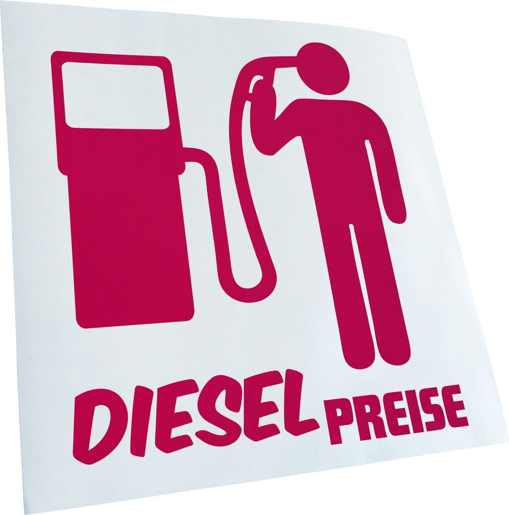 Kiwistar - Autoaufkleber - pink - 30 x 33 cm - Diesel Preise - Heckscheibenaufkleber - Aufkleber für Auto Kfz Fahrrad, LKW, Truck Mofa