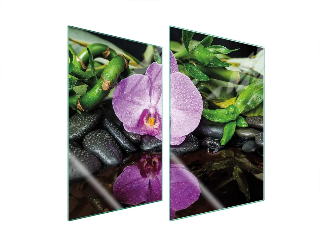 Coprifornelli Design Orchidea Viola 35x52 Vetro 2 Pezzi Tagliere