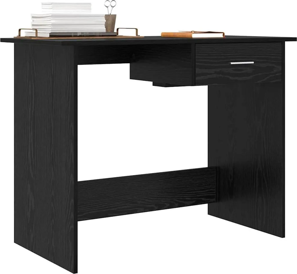 Maison Exclusive - Scrivania con contenitore effetto rovere nero 100 x 50 x 76 cm - 3