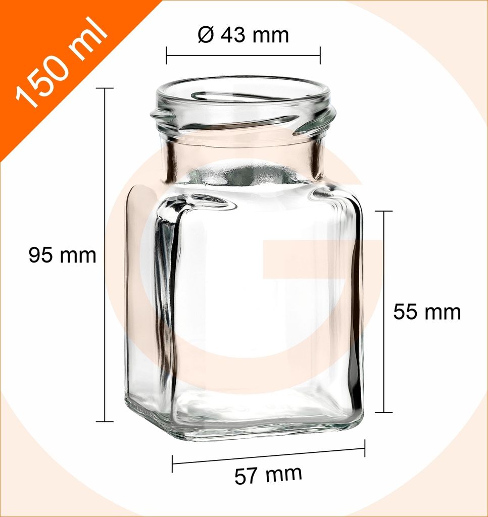 gouveo 24er Set Einmachgläser 150 ml eckig