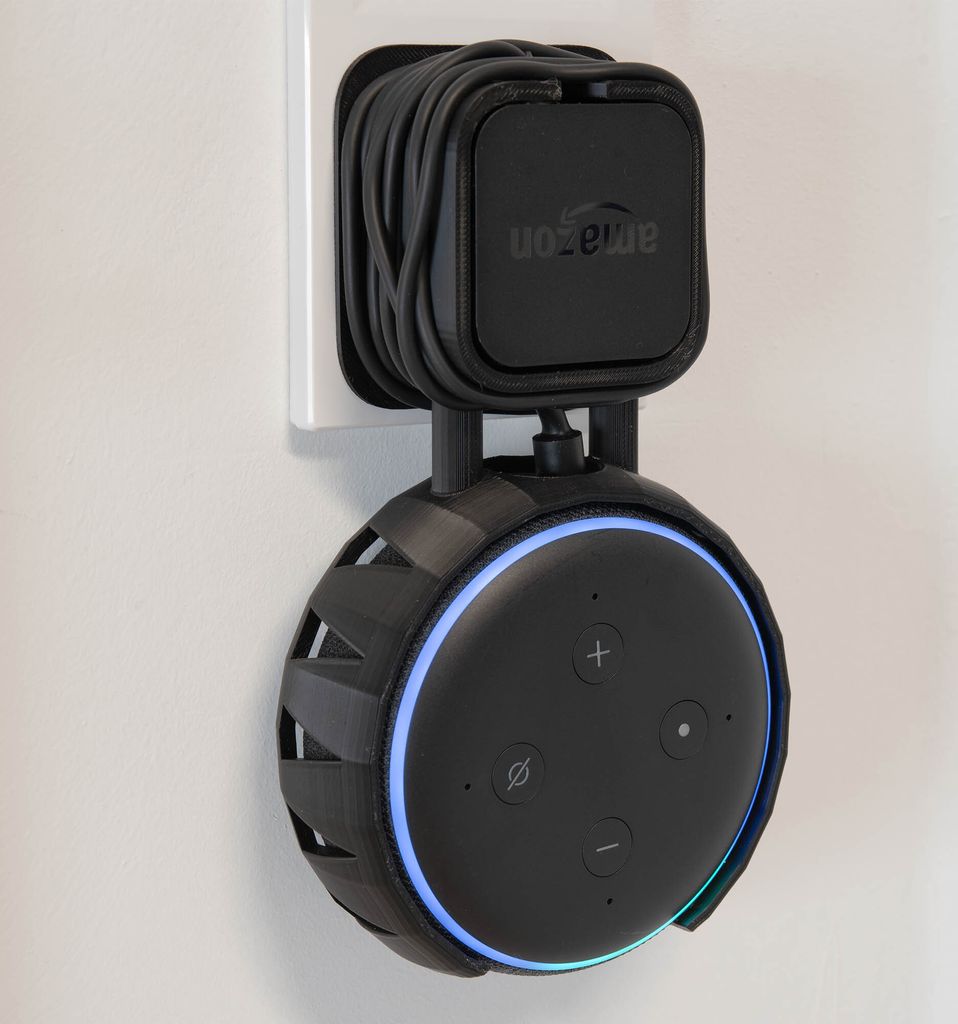 Wandhalterung für Amazon Alexa Echo Dot 3. Gen. Steckdosenhalterung Wandhalter Schwarz
