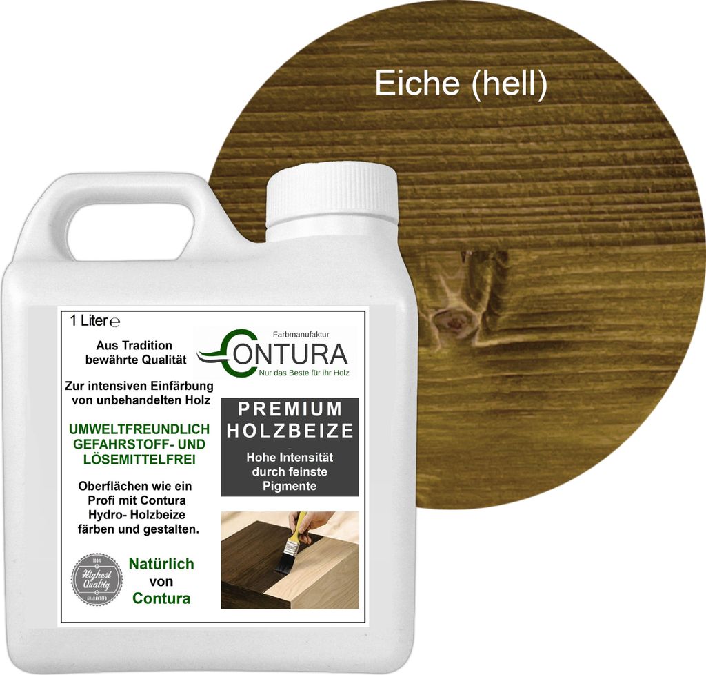 Contura 1 Liter Holzbeize Wasserbeize Möbel Farbe - Eiche Produktbild 