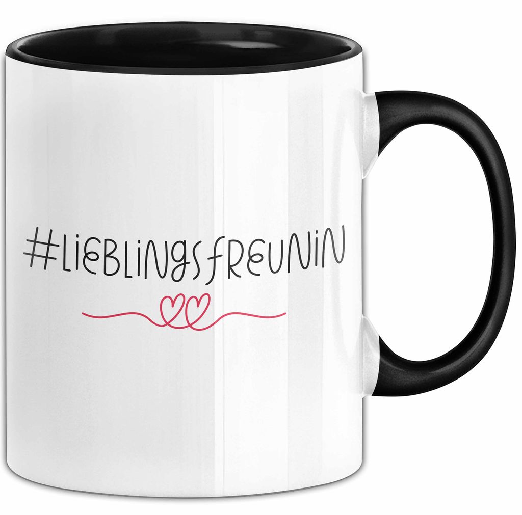 Tasse ValentinstagsGrafik mit Herzen und Lieblingsfreundin Geschenk für sie (Schwarz)