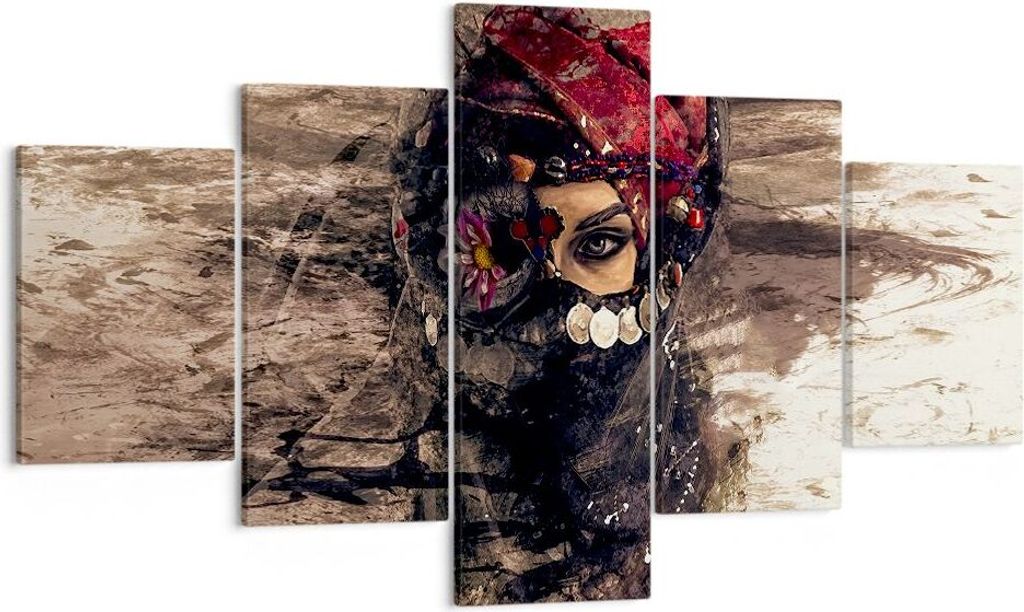 Bild auf Leinwand - Leinwandbild - Frau Folklore - 125x70cm - Wand Bild - Wanddeko - Wandbilder - Leinwanddruck - Bilder - Kunstdruck - Wanddekorat...