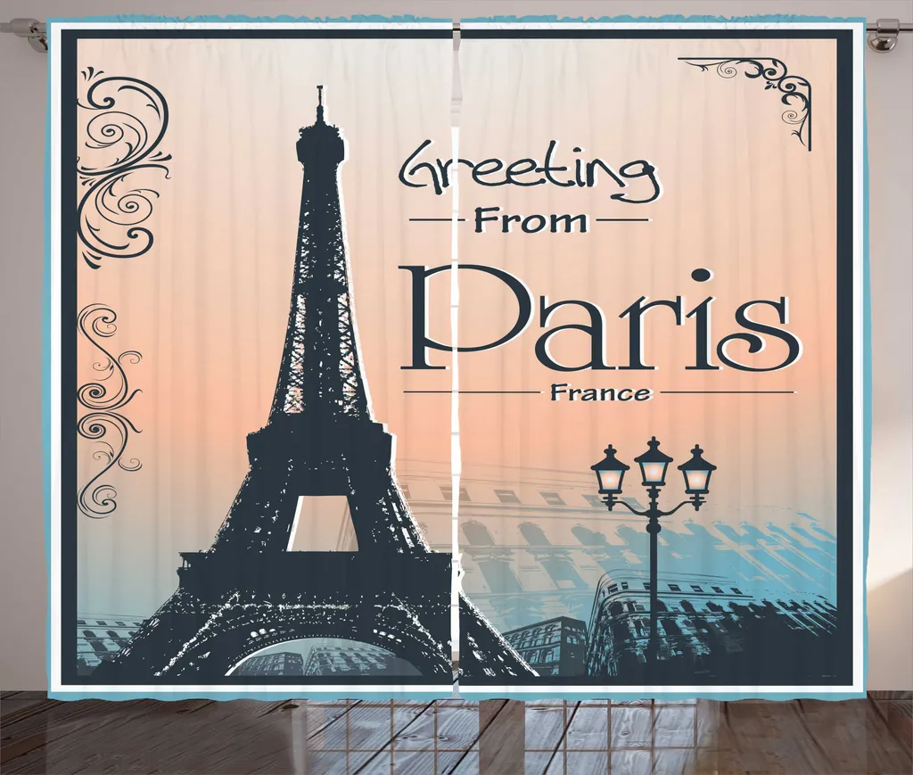 ABAKUHAUS Tour Eiffel Rideau de Salon Rustique à Boucles 280 x 225 cm
