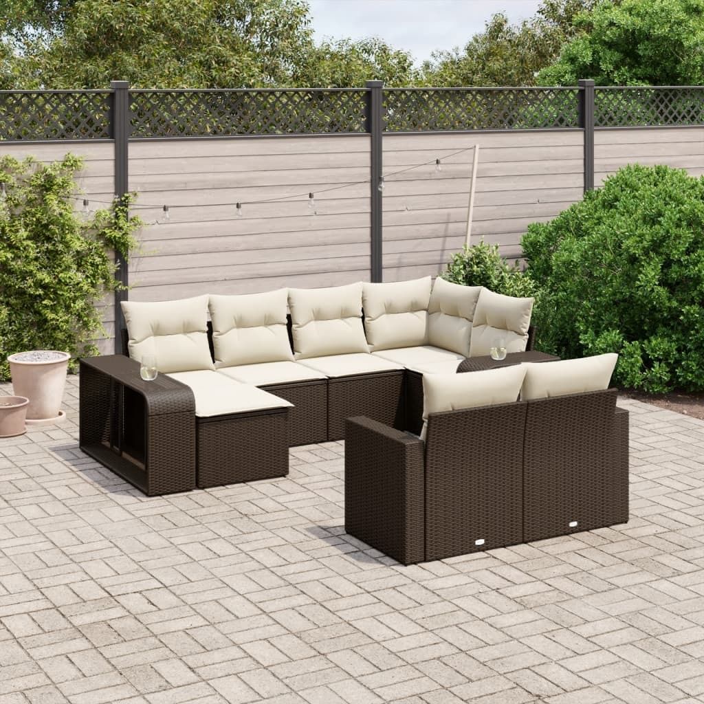 "im Angebot" 10-tlg. Garten-Sofagarnitur - Loungesofa - mit Kissen Braun Poly Rattan - Stapelsessel CC10180