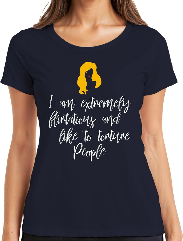 I am extremely flirtatious and like to frech sarkastisch jga Damen T-Shirt, Navy, XXL