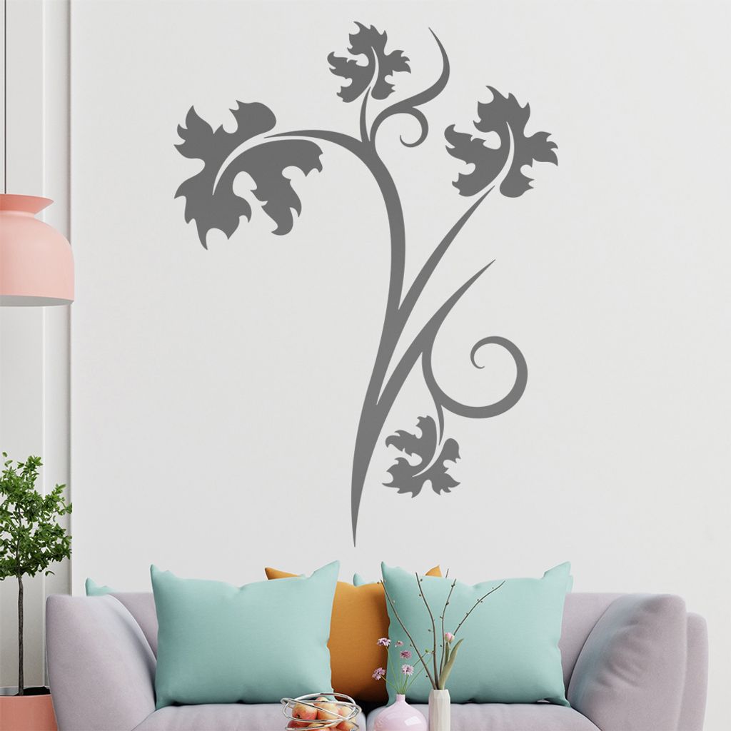 Blätter - Linien Wandtattoo in 6 Größen - Wandaufkleber Wall Sticker - Dekoration, Küche, Wohnzimmer, Schlafzimmer, Badezimmer
