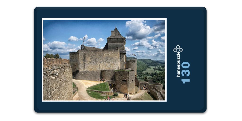 hansepuzzle 17273 - Burg Castelnaud Puzzle, 130 Teile, Orte, 28,7 x 20,0cm mit hochwertiger Aufbewahrung, Kartonbox und wiederverschließbarem Beutel