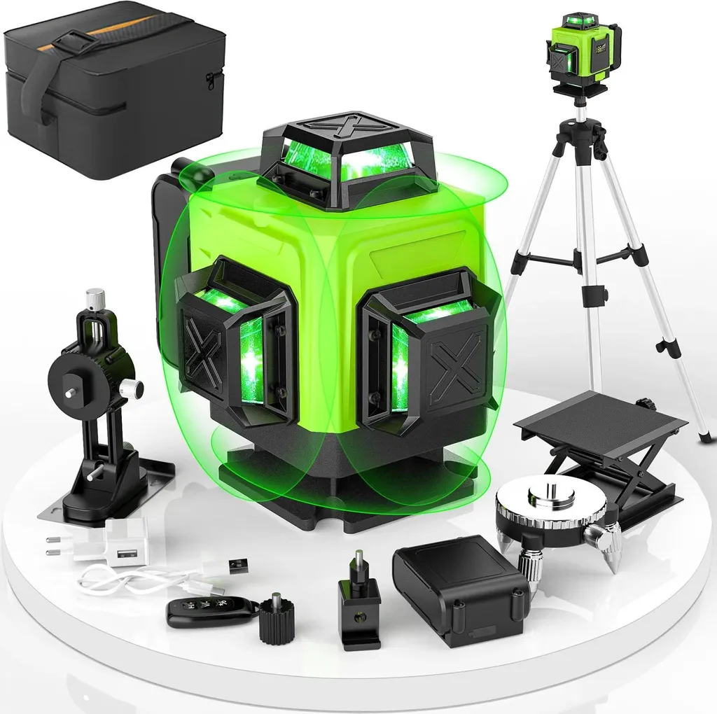 Niveau laser 360 degrés 16 lignes à nivellement automatique Kit complet