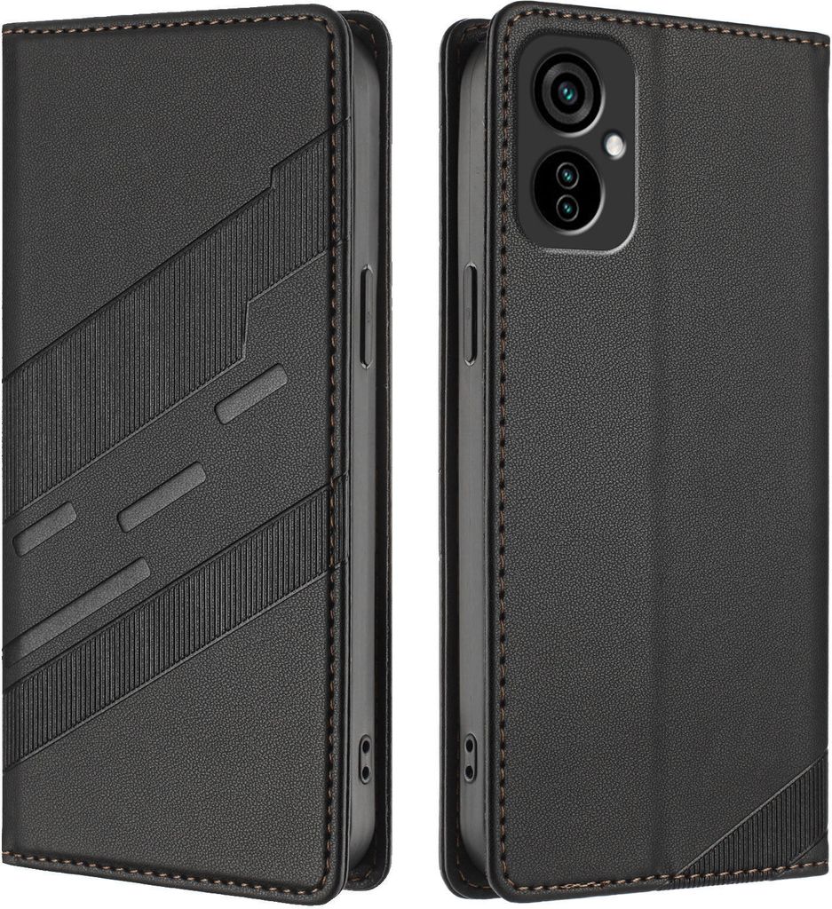 Hülle für Tecno Camon 19 Neo, Kunstleder Brieftaschen Handyhülle mit Kartenfach und Standfunktion Schwarz
