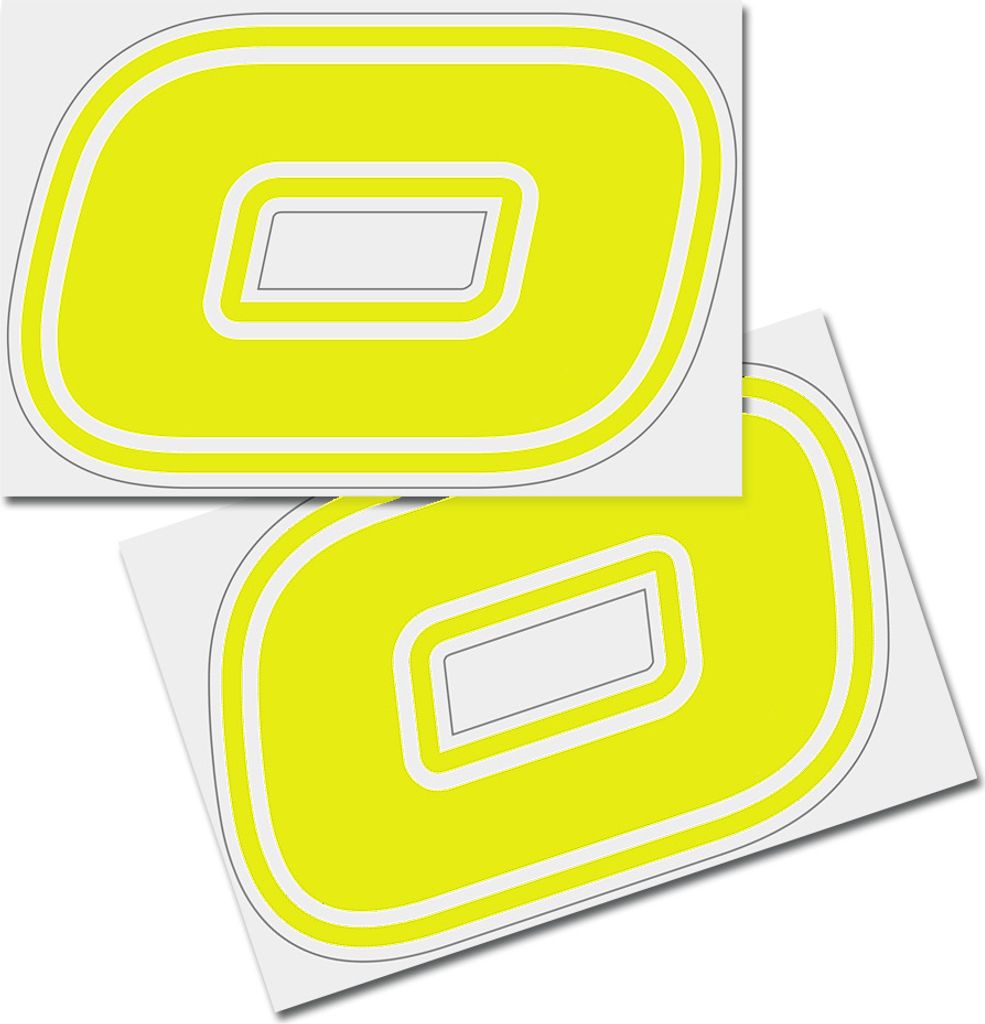 Startnummer Aufkleber 2er Set, Schrift Brünn, # 0, gelb
