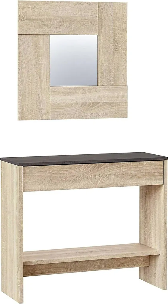 Aménager votre Couloir avec le Meuble d'Entrée Alwin 92cm Chêne et Miroir