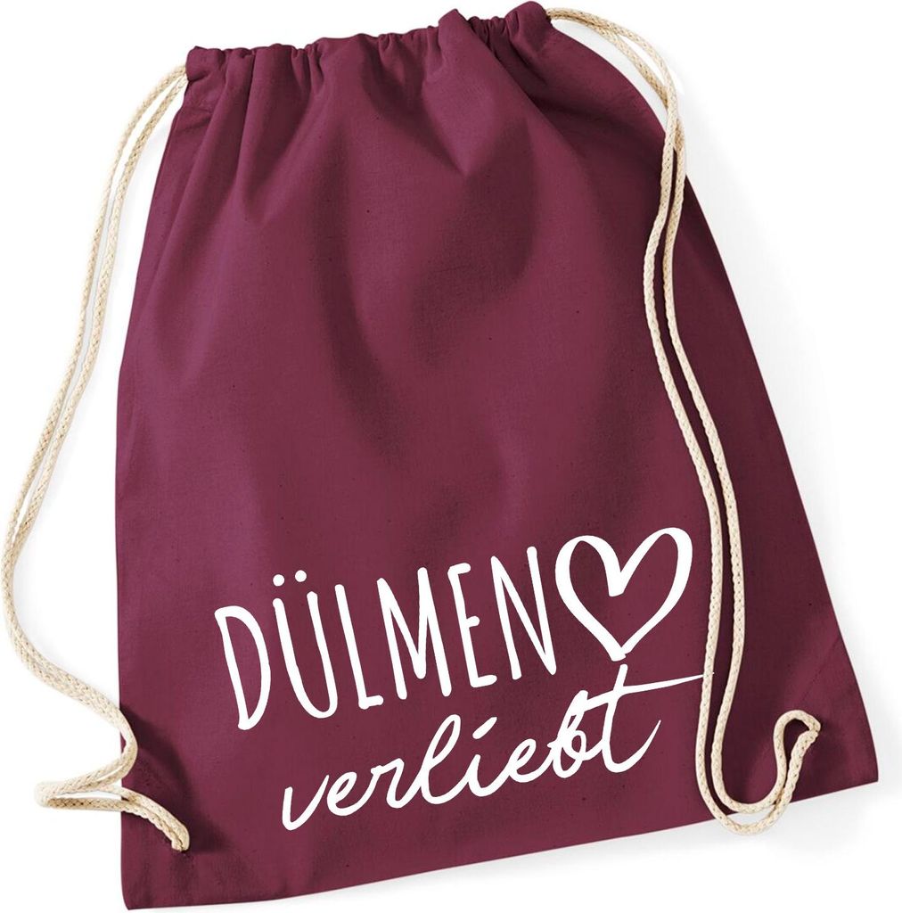 Huuraa Turnbeutel Dülmen verliebt 12 Liter Burgundy Baumwolle Rucksack Geschenkidee