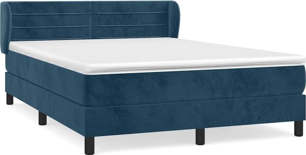 vidaXL Boxspringbett mit Matratze Dunkelblau 140x200 cm Samt