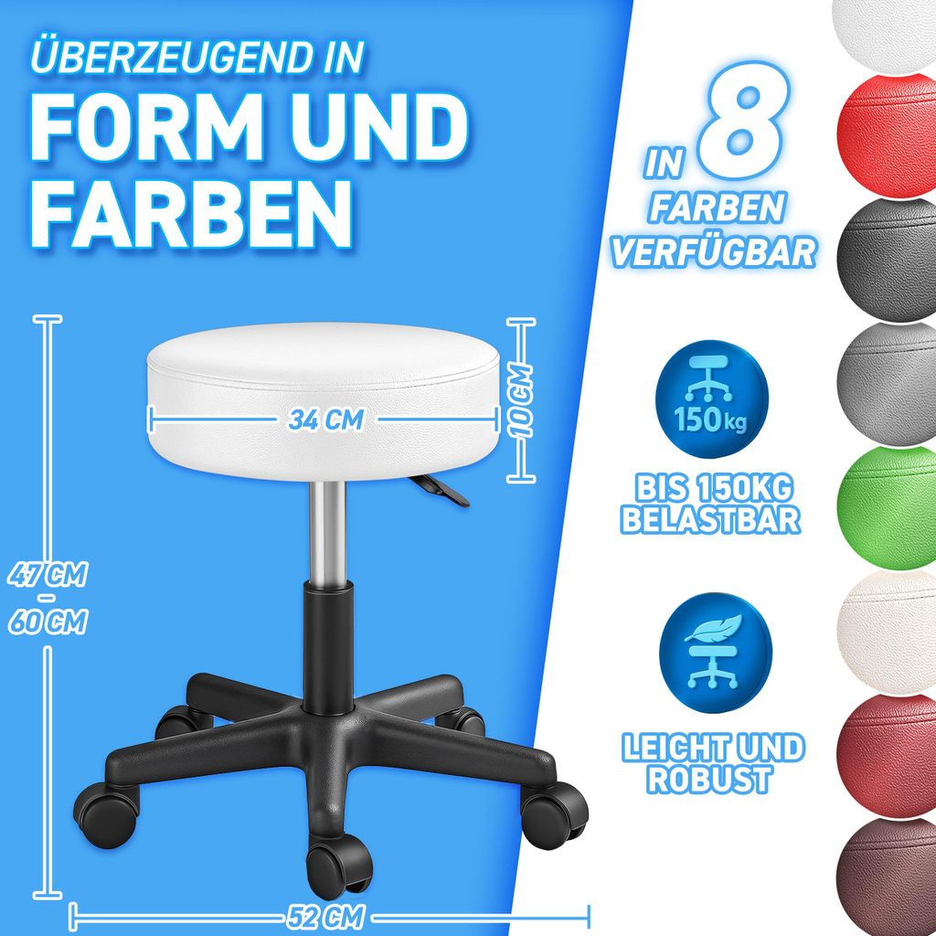 Arbeitshocker mit Ablage & Rollen höhenverstellbar Arbeitshocker mit Ablage & Rollen höhenverstellbar