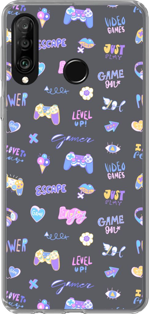 MuchoWow Handyhülle Schutzhülle Hülle für Telefoonhoesje Huawei P30 Lite Mädchen - Spiele - Konsole - Muster - Mädchen - Kinder - Kind - Ki...