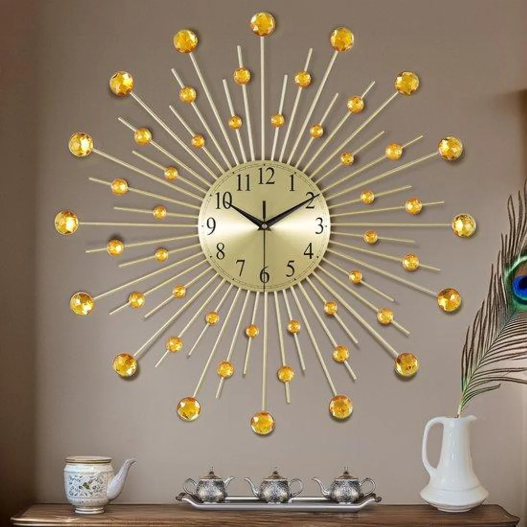 Horloge murale décorative 56cm : Décoration murale métal luxe et silence