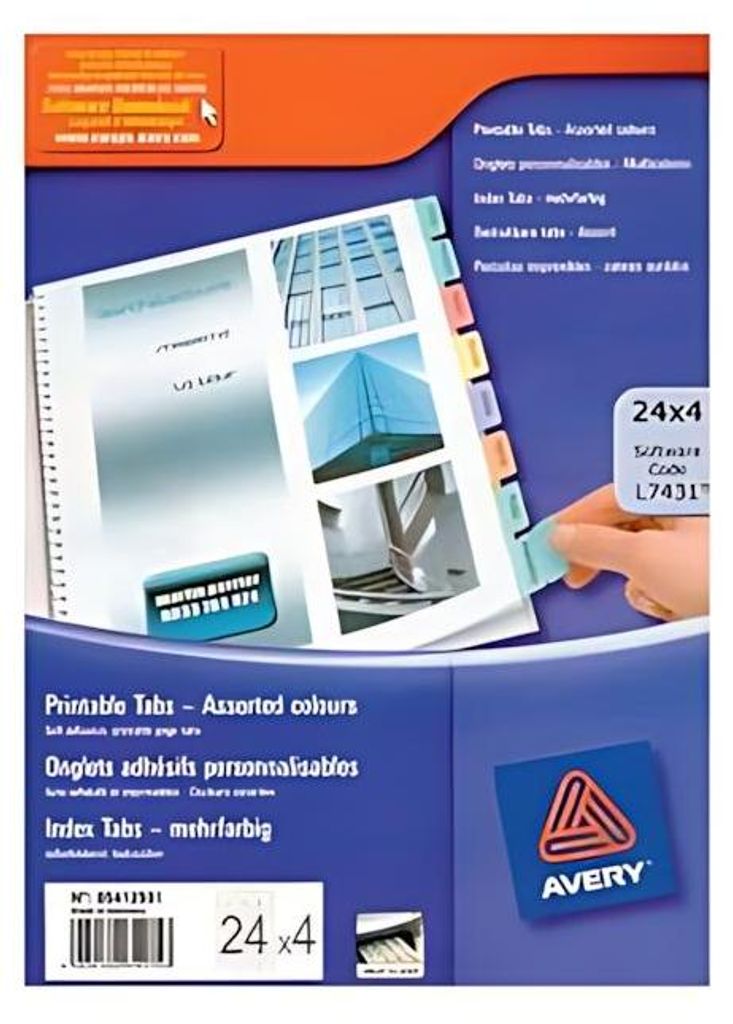 AVERY Onglets adh‚sifs personnalisables, A4, couleur Zdjęcie produktu 