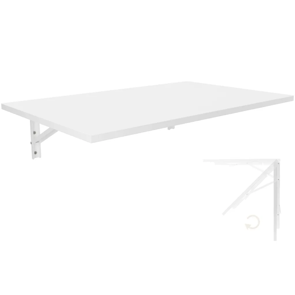 Table de cuisine murale rabattable 80x50 cm - Design blanc gain de place
