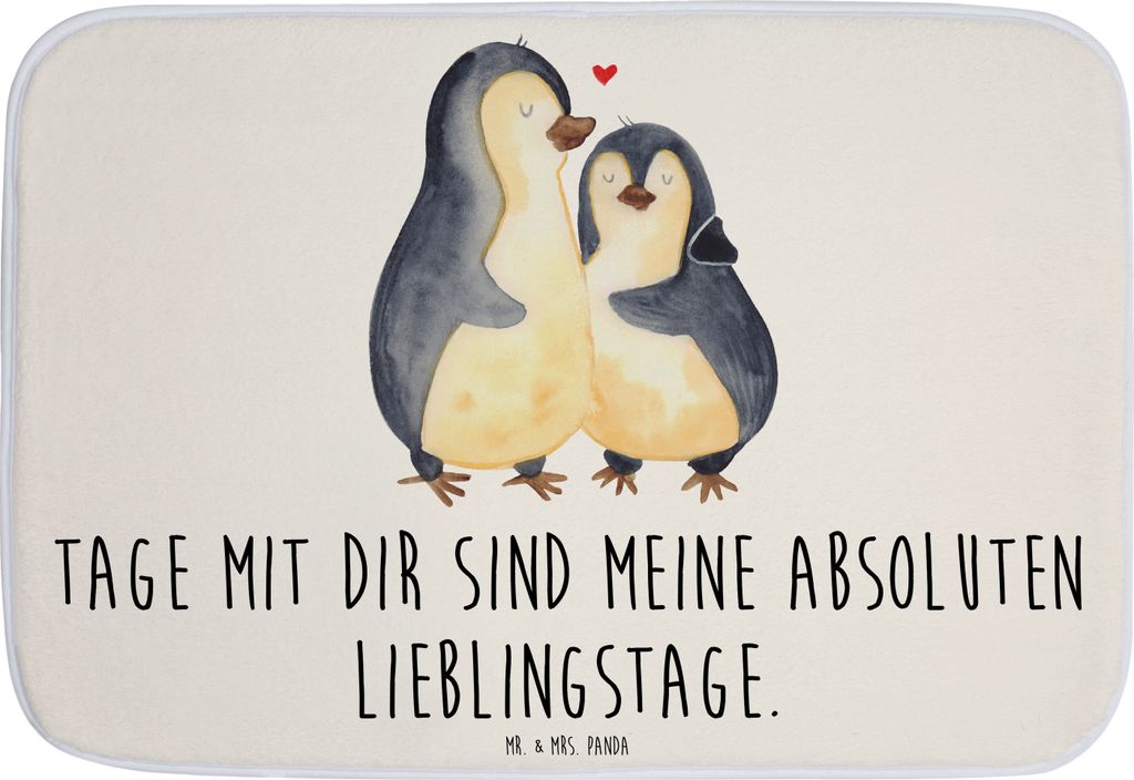 Mr. & Mrs. Panda Badezimmerteppich Pinguin umarmen - Weiß - Geschenk, Liebe, badezimmermatte, Hochzeitstag, Badvorleger, Badematte, Badezimmer Mat...