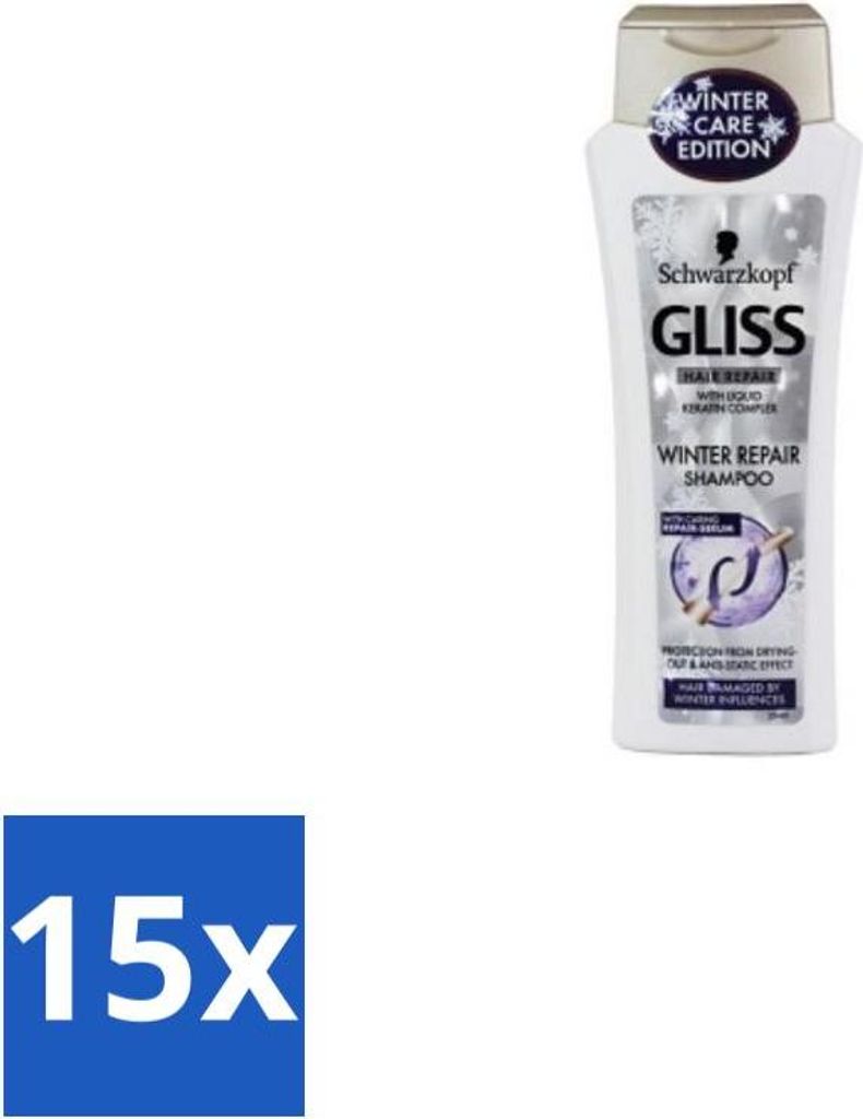 Schwarzkopf - Gliss Kur - Shampoo - Keratin - Haarwiederherstellung - 250 ml - Vorteilspack - 15 Stücke