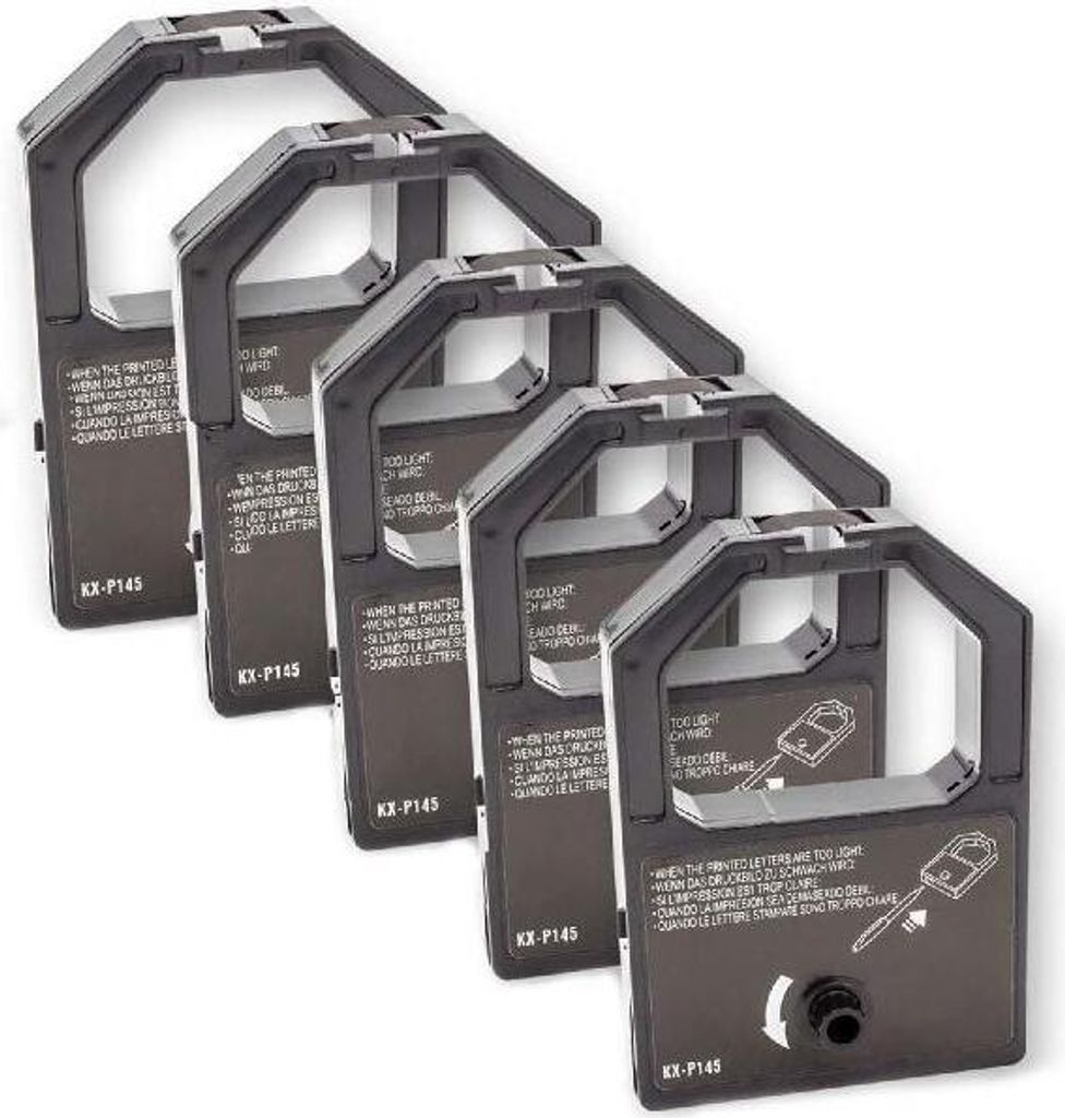 vhbw 5x Farbband Schriftband kompatibel mit Panasonic KX-P 1395, KX-P 120, KX-P 145 i, KX-P 145, KX-P 140 Nadeldrucker, Bondrucker - Schwarz