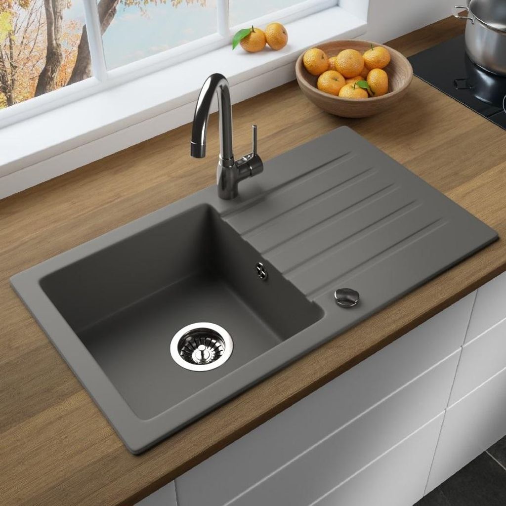 LINDBERGH® Granitspüle Grau "MEG33" inkl. Siphon Produktbild 