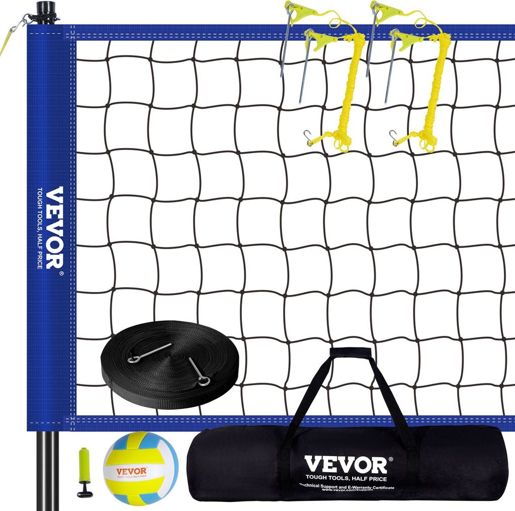 Verstelbaar volleyballnet, set van 9,7 x 2,4 meter. Productafbeelding 