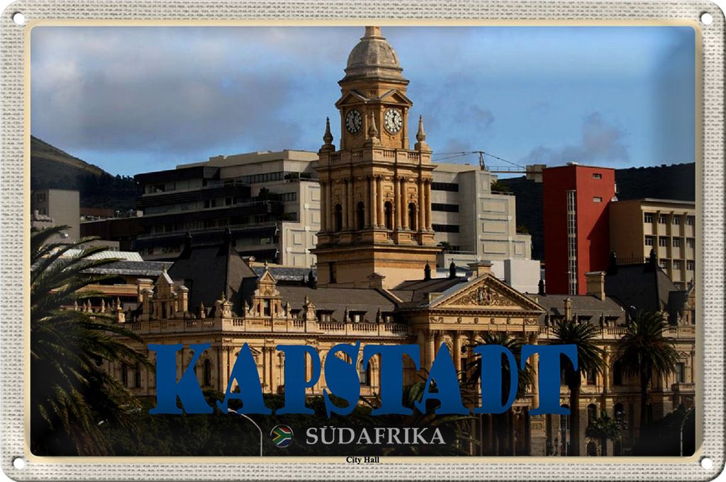 Blechschild Reise 30x20cm Kapstadt Südafrika City Hall