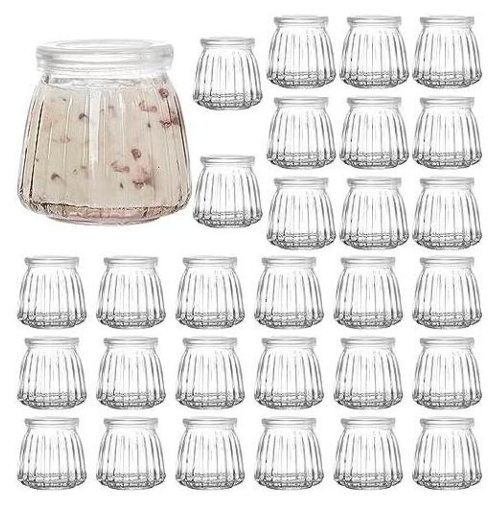 Fasmov 30 Stück Kleine Joghurtgläser mit Deckel, 120 ml Weckgläser Glas Tulpenglas Dessertglas Einweckgläser Perfekt für Marmelade Honig Puddi...